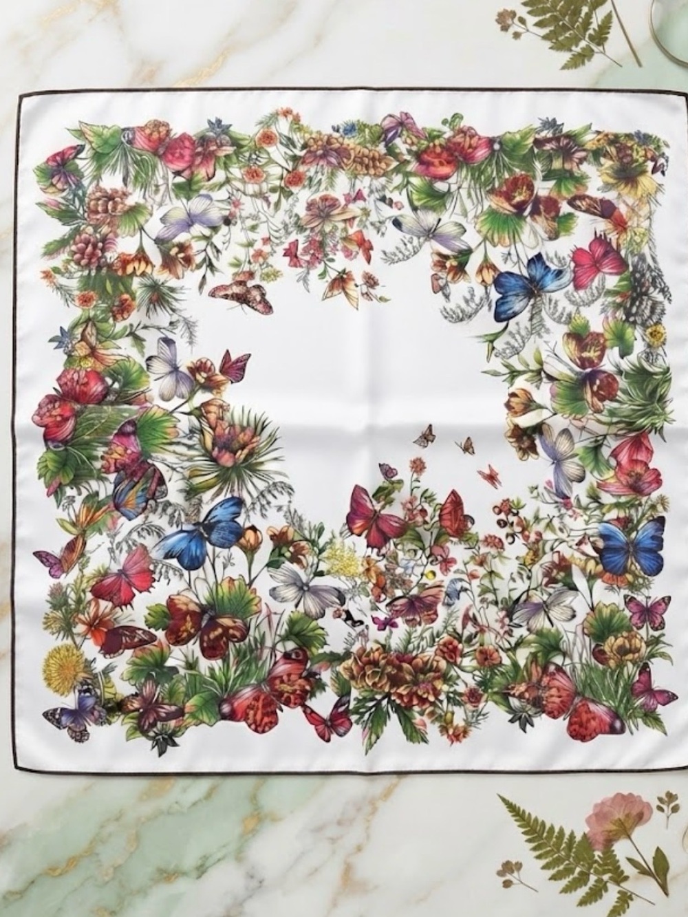Dior Scarf Floral Butterfly Square Botanical 34โ by 34โ NWT no box